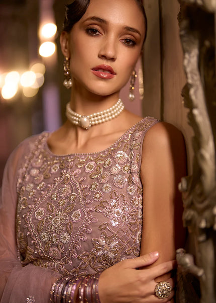 Mauve Embroidered Sharara Suit