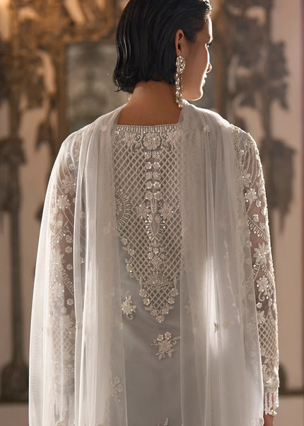Grey Embroidered Sharara Suit