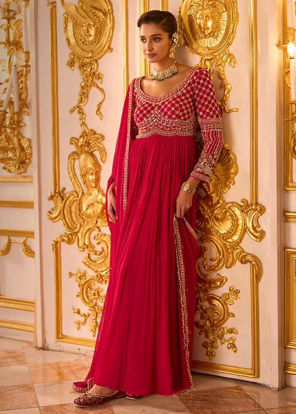 Pink Embroidered Anarkali Gown
