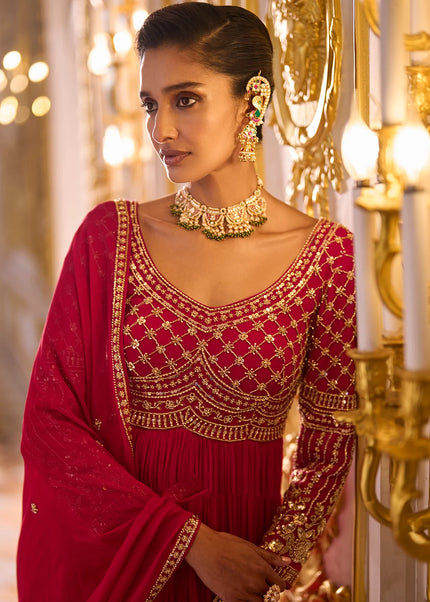 Pink Embroidered Anarkali Gown
