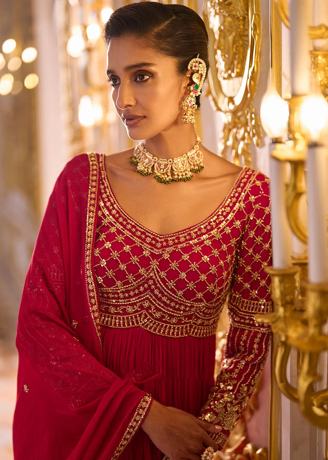 Pink Embroidered Anarkali Gown