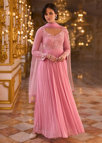 Pink Embroidered Anarkali Gown