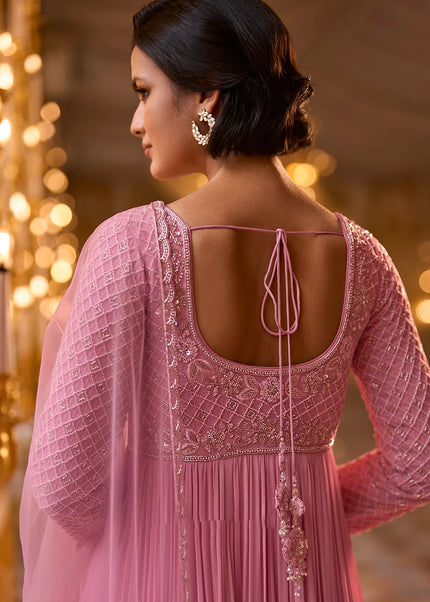 Pink Embroidered Anarkali Gown