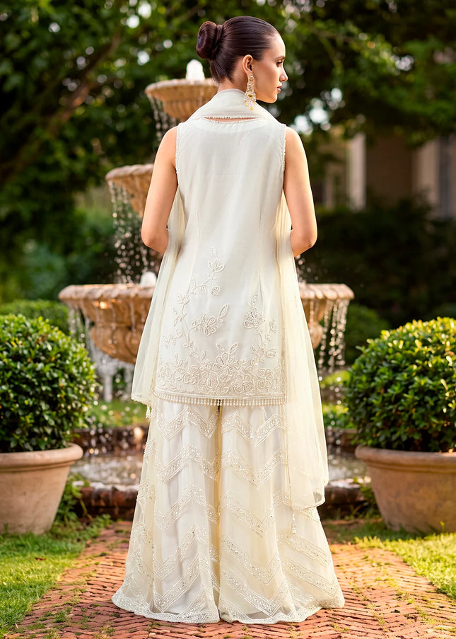 Offwhite Embroidered Gharara Suit