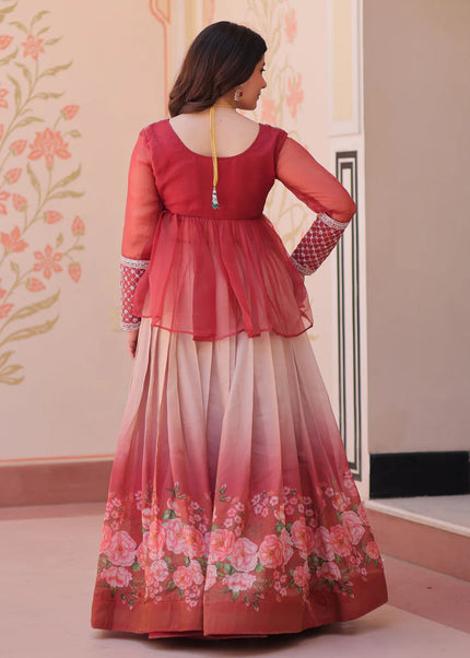 Red Embroidered Lehenga Anarkali