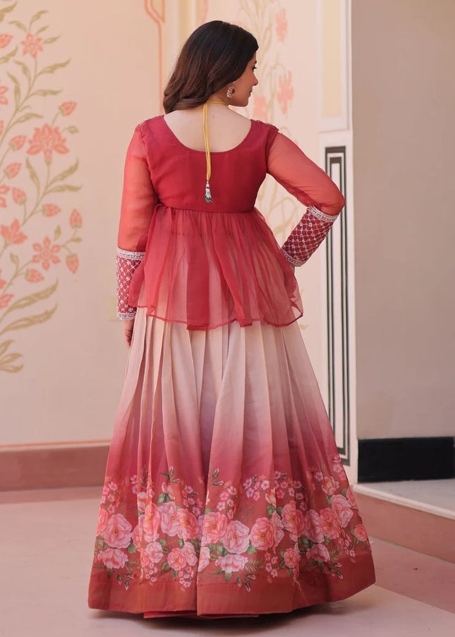 Red Embroidered Lehenga Anarkali