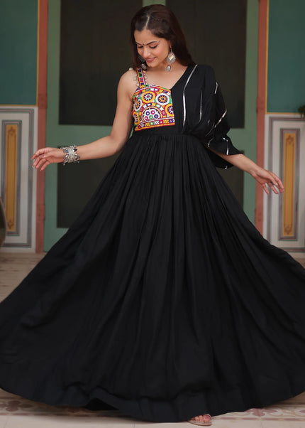 Black Embroidered Anarkali Gown