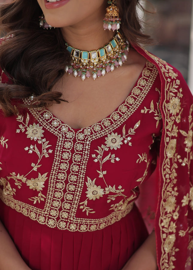 Pink Embroidered Anarkali Gown