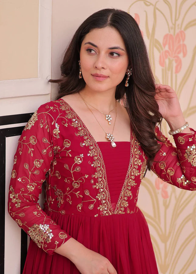 Pink Embroidered Anarkali Gown