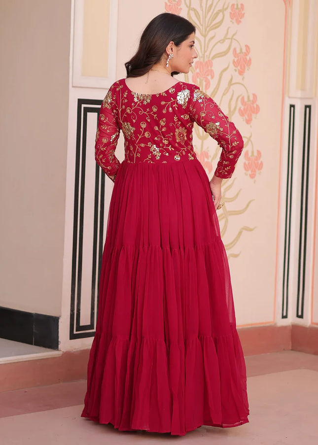 Pink Embroidered Anarkali Gown