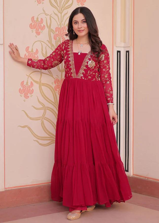 Pink Embroidered Anarkali Gown