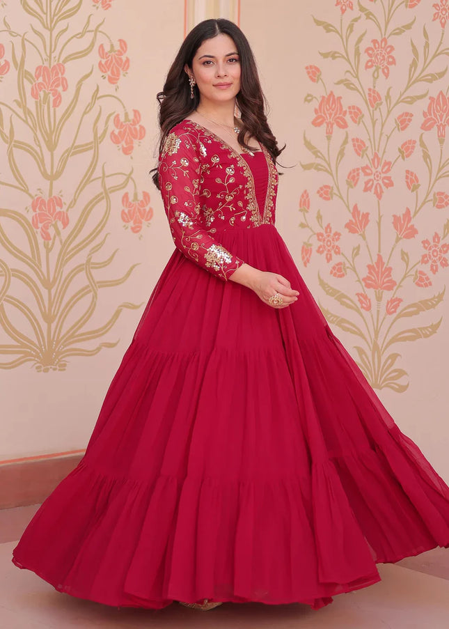 Pink Embroidered Anarkali Gown