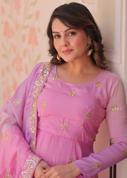 Pink Embroidered Anarkali Gown