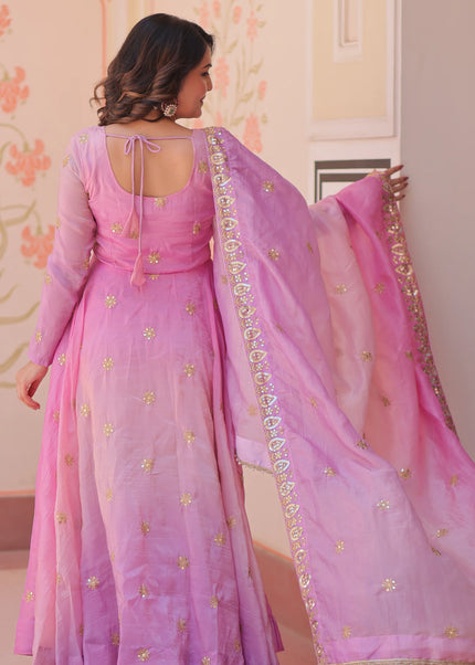 Pink Embroidered Anarkali Gown