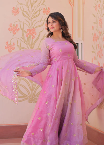 Pink Embroidered Anarkali Gown