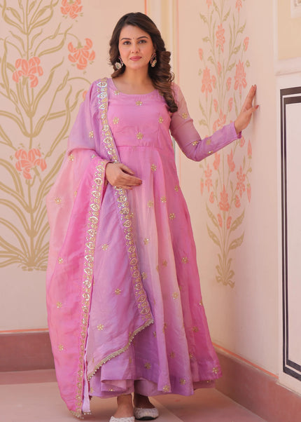 Pink Embroidered Anarkali Gown