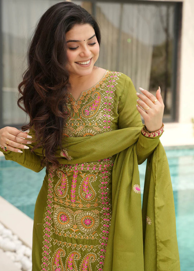 Chinnon Embroidered Pant Style Suit