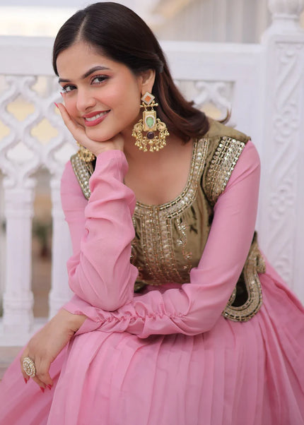 Chanderi Embroidered Jacket Style Anarkali Gown Series