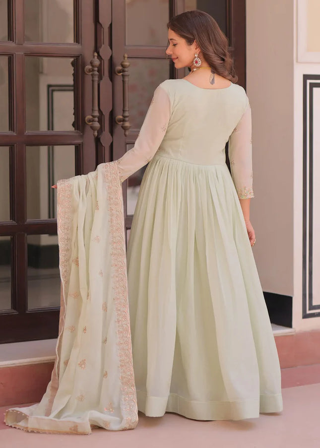 Sea Green Embroidered Anarkali Gown