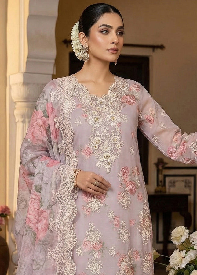 Lavender Embroidered Pant Style Suit