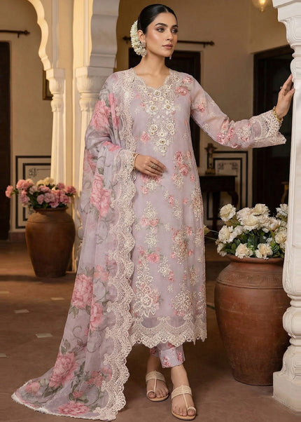 Lavender Embroidered Pant Style Suit