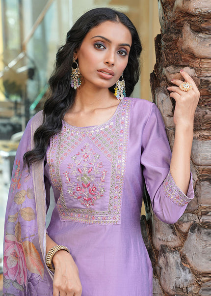 Printed and Embroidered Pant Style Suit