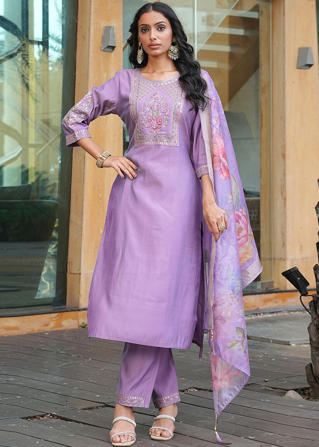 Printed and Embroidered Pant Style Suit