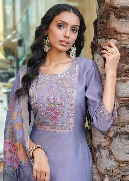 Printed and Embroidered Pant Style Suit