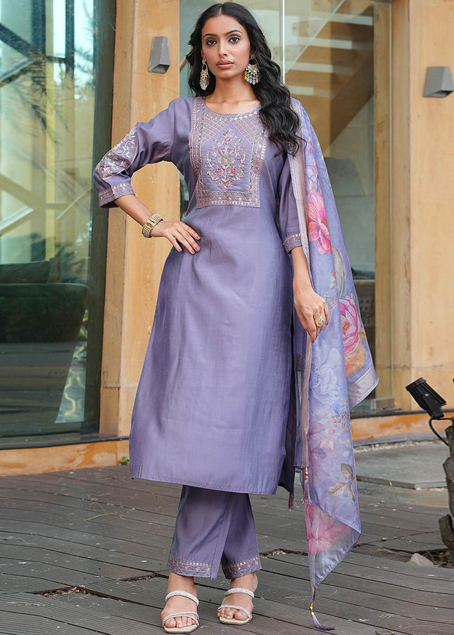 Printed and Embroidered Pant Style Suit