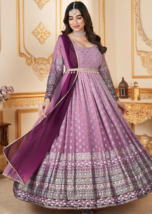 Light Purple Embroidered Anarkali Gown