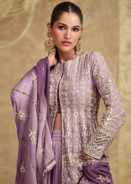 Lavender Embroidered Lehenga Anarkali