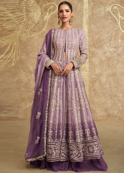 Lavender Embroidered Lehenga Anarkali