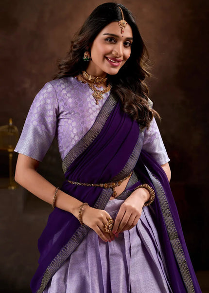 Lavender Embroidered Lehenga Choli