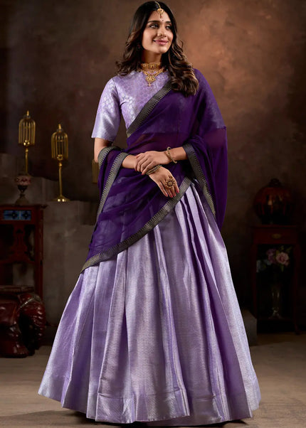 Lavender Embroidered Lehenga Choli