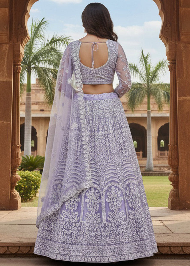 Lavender Embroidered Lehenga Choli