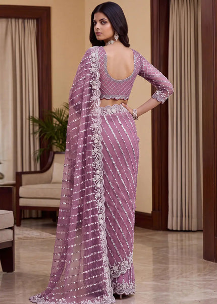 Lavender Embroidered Saree