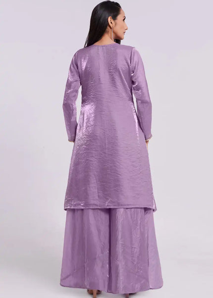 Lavender Embroidered Sharara Suit