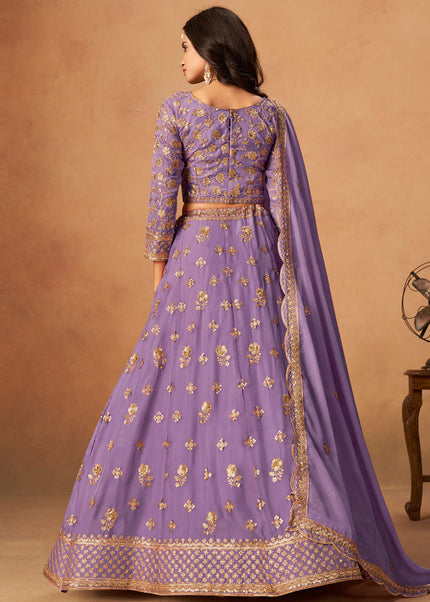 Lavender Embroidered Lehenga Choli