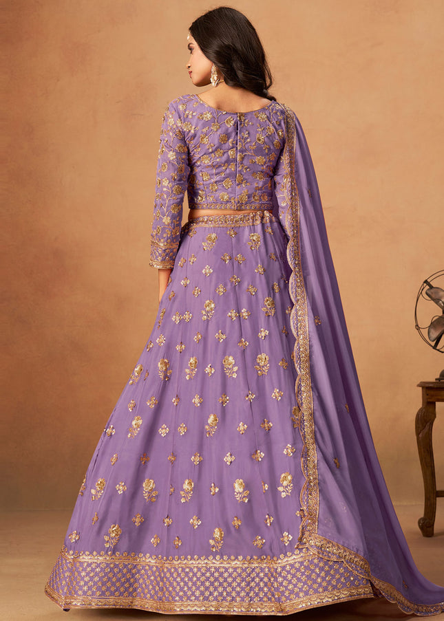 Lavender Embroidered Lehenga Choli