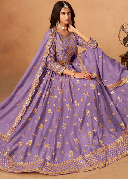 Lavender Embroidered Lehenga Choli