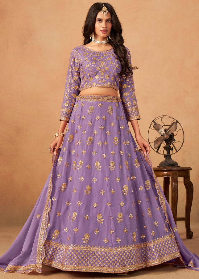 Lavender Embroidered Lehenga Choli