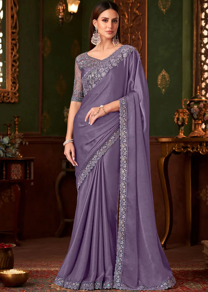 Lavender Embroidered Saree