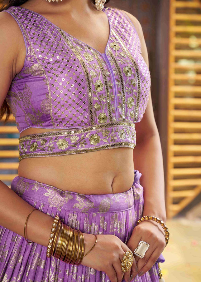 Lavender Embroidered Lehenga Choli