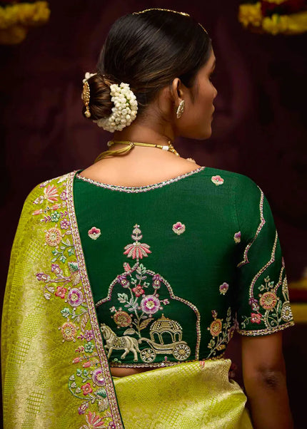 Light Green Embroidered Wedding Saree