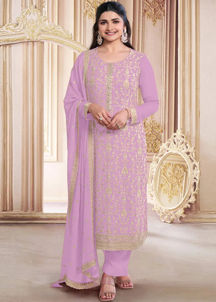 Light Purple Embroidered Pant Suit