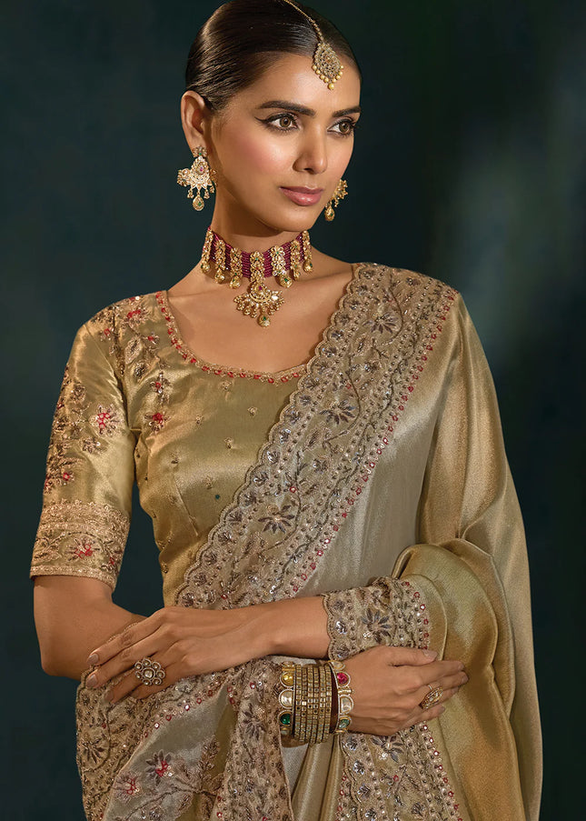 Grey Embroidered Saree