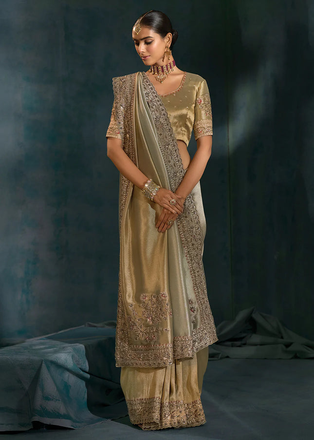 Grey Embroidered Saree