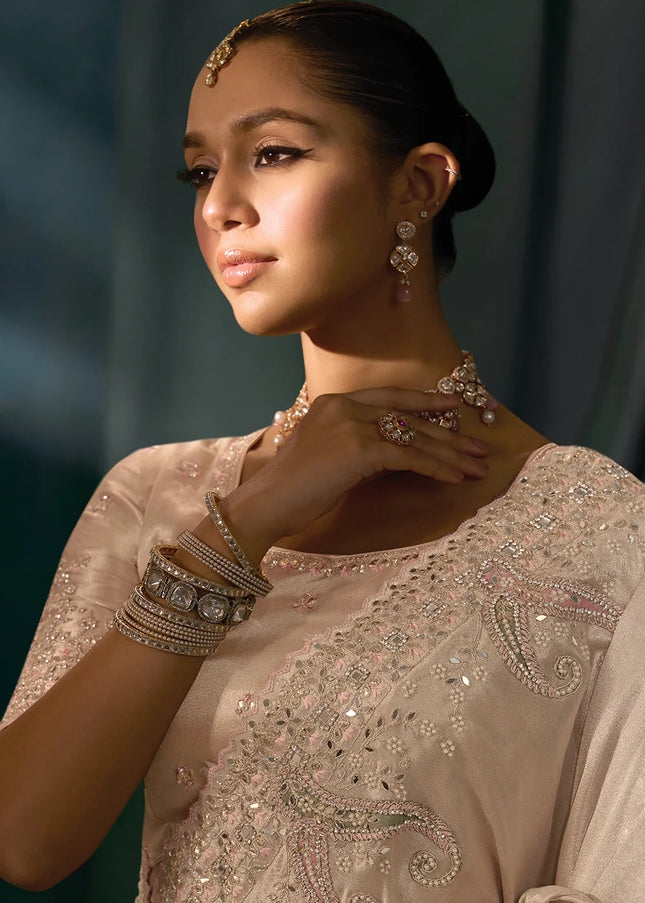 Beige Embroidered Saree