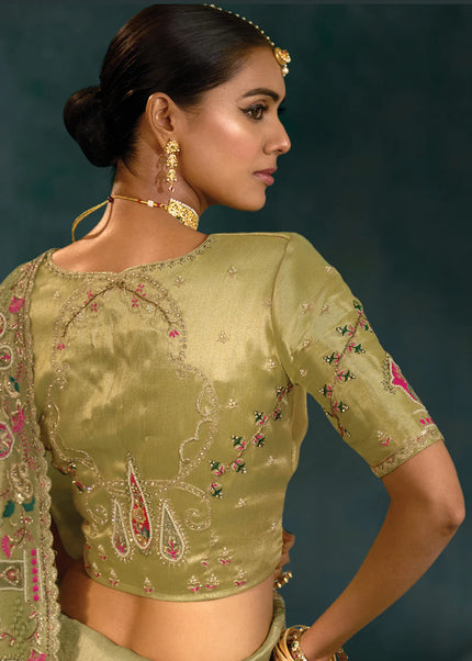 Green Embroidered Saree