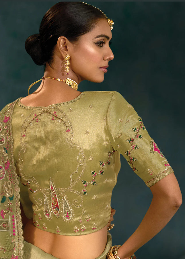 Green Embroidered Saree